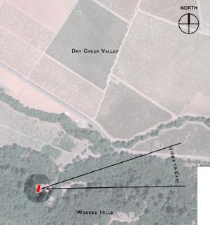 The house is shown relative to its natural context in this aerial photograph. - Photo Credit: Henry Siegel