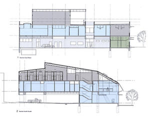 These drawings show the Resource Center's building sections. - Photo Credit: Murray Legge