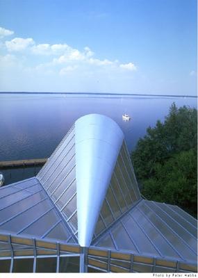 The building looks out over the water in this photograph. - Photo Credit: Peter Hubbe