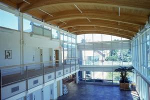 This photograph shows the Lewis Center's open atrium. - Photo Credit: Robb Williamson