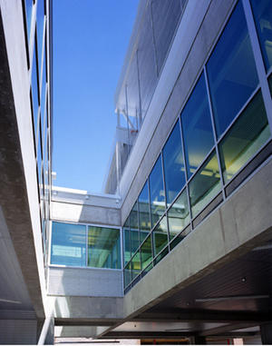 The Resource Center's lightwell, shown here, brings daylight into the building. - Photo Credit: Thomas McConnell