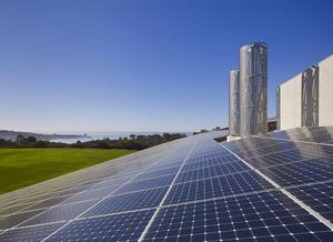 Photovoltaic panels help power the building. - Photo Credit: © Nick Merrick