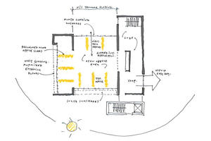 The hand-drawn sketch illustrates a plan for daylighting. - Photo Credit: Miller Hull