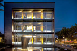 Sun shades automatically retract at night, as seen in this photo. - Photo Credit: Nic Lehoux