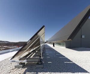 Solar Wall and Solar Thermal Collectors - Photo Credit: Peter A. Sellar