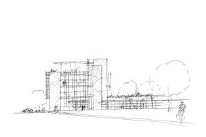 This is a hand-drawn concept sketch of the building. - Photo Credit: Miller Hull