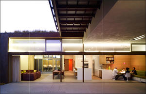 Main living space showing green roofs above - Photo Credit: John Linden