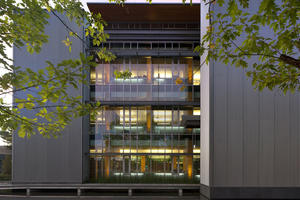 Daylight blinds are retracted at dusk, as seen in this photo. - Photo Credit: Nic Lehoux