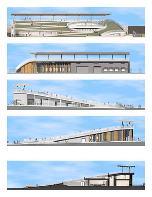 Rendered elevations and section - Photo Credit: Kiss + Cathcart, Architects © New York City, NYC Parks