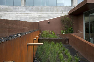 View of custom rainwater collection and stormwater treatment system. - Photo Credit: Sally Schoolmaster