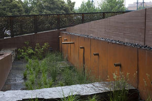 Another view of custom rainwater collection and stormwater treatment system. - Photo Credit: Sally Schoolmaster