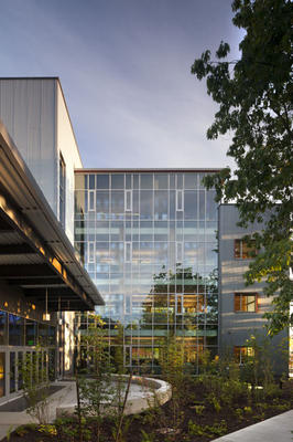 This photo shows the lab entry of the building. - Photo Credit: Nic Lehoux