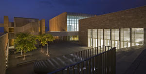 This photograph shows the view from the Upper Campus at night. - Photo Credit: Paul Crosby Studio