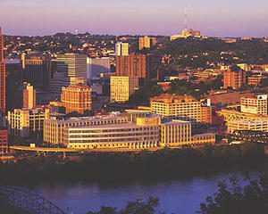 This photo illustrates how PNC Firstside Center fits into its urban context and natural surroundings. - Photo Credit: Massery Photography, Inc.--L.D. Astorino Companies
