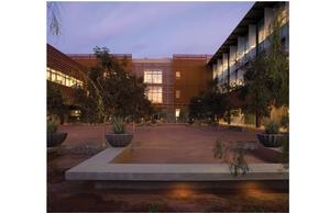 Outdoor courtyards protect occupants from the harsh desert climate - Photo Credit: Bill Timmerman