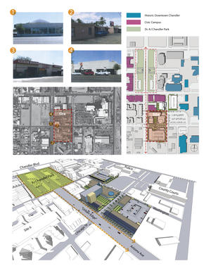 : Predevelopment Site Context with images and new site concept - Photo Credit: SmithGroupJJR