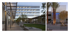 Views of courtyard and cooling tower water feature - Photo Credit: Bill Timmerman