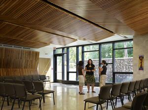 This photo shows the interior of the chapel. - Photo Credit: Steve Hall, Hedrich Blessing
