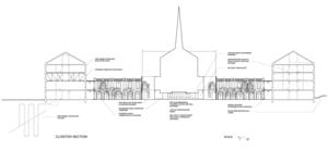 This drawing shows the cloister section. - Photo Credit: Susan Maxman & Partners