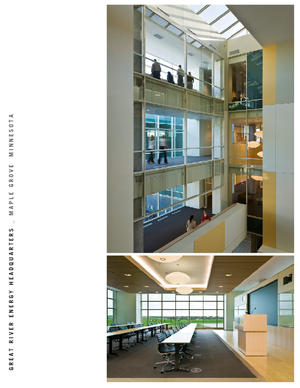 These photographs show a bridge over one of the atriums and the conference room. - Photo Credit: Don F. Wong