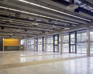 This photograph shows Fisher Pavilion's interior exhibition hall. - Photo Credit: Steven Keating