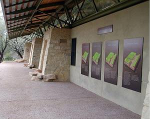 The building includes several exhibits such as the panels shown in this photo, which explain the formation of the canyon. - Photo Credit: Greg Hursley