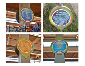 H-E-B recognized that they have the vast opportunity to influence their six-million person customer base, so signage is installed throughout this project to educate shoppers on store operations and opportunities to manage waste at home - Photo Credit: Ray Briggs, Lake|Flato Architects