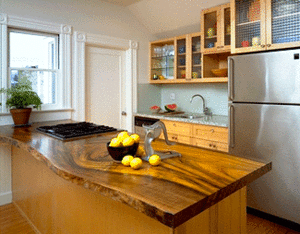 The countertop slab shown here is made from storm-downed Bay Laurel. - Photo Credit: Ethan Kaplan