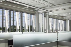 Open Office View Towards South Daylight Harvesting Sunscreen - Photo Credit: Assassi