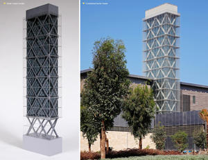 Solar tower model; Completed solar tower. - Photo Credit: J. Picoulet