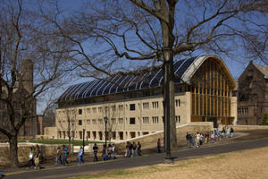 This photograph shows the building as seen from the southeast. - Photo Credit: Hopkins Architects