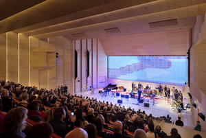 Photo of Tishman Audiorium, Located Near the University Center's Entrance, is Available for Community Programming - Photo Credit: Photo © James Ewing