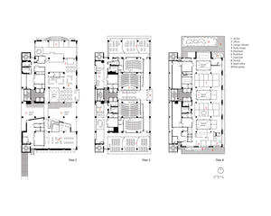 This drawing shows the building's floor plans. - Photo Credit: BNIM Architects