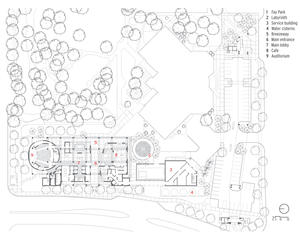 This drawing shows the site plan. - Photo Credit: BNIM Architects