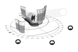 This drawing shows the photovoltaic glazing axonometric. The meters, as shown in the picture, demonstrate the effectiveness of photovoltaics in the Northwest. - Photo Credit: Bohlin Cywinski Jackson
