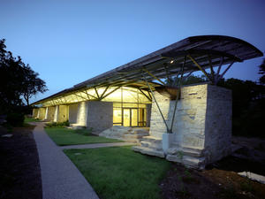 This photo shows the building at night. - Photo Credit: Greg Hursley