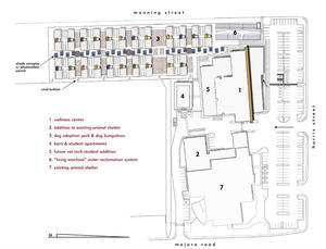 This drawing shows the project site plan. - Photo Credit: Tate Snyder Kimsey Architects