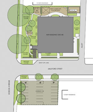 This site plan shows the building footprint and immediate surroundings. - Photo Credit: Ross Barney Architects