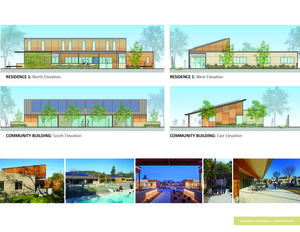 Building Elevations - simple building forms, materials and colors create a calm community environment - Photo Credit: Tim Griffith, LMS Architects