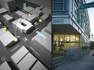 The site model and streetscape show environmental and contextual relationships. - Photo Credit: Gabe Hanson