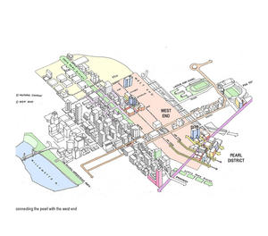 The Twelve West context plan demonstrates how the building is a connection between the Pearl District and the West End. - Photo Credit: ZGF Architects LLP