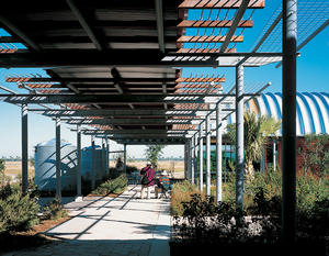 This photo shows the trellis between habitats. - Photo Credit: Hester + Hardaway, Paul Hester