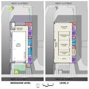 These computer-generated images show the building's mezzanine-level and second-level floor plans. - Photo Credit: Pat Cornelison