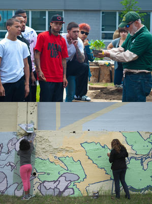 KCAPA students planting and painting on Earth Day - Photo Credit: SMP Architects