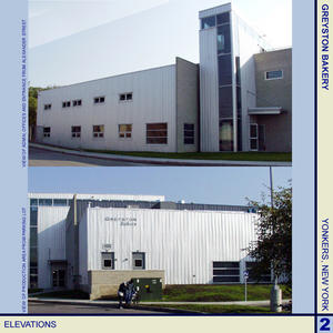 The top photo shows the administrative offices and entrance from Alexander Street. The bottom photo shows the production area from the building's parking lot. - Photo Credit: Cybul and Cybul Architects