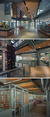 The majority of each floor is taken up by flexible, open office modules, as shown in this photo. Low walls allow daylight into the interior of the building. - Photo Credit: Timothy Hursley