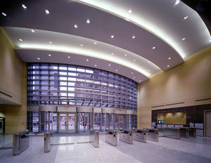 This photo shows the main employee entrance and security clearance area. - Photo Credit: Massery Photography, Inc.--L.D. Astorino Companies