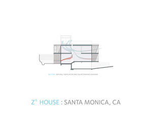 This sectional image shows the natural-ventilation pathways and solar-shading areas. - Photo Credit: LivingHomes, LLC